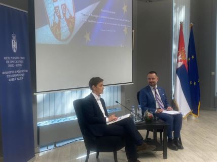 Ana Brnabić i ambasador Danijel Apostolović u Briselu
