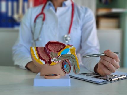 krupan kadar prikaza prostate doktor olovkom pokazuje u pravcu makete