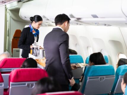 Stjuardesa i stjuard u avionu