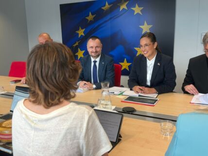 Sara Pavkov, ministarka zaštite životne sredine  i Danijel Apostolović, šef misije Delegacije Republike Srbije u Briselu