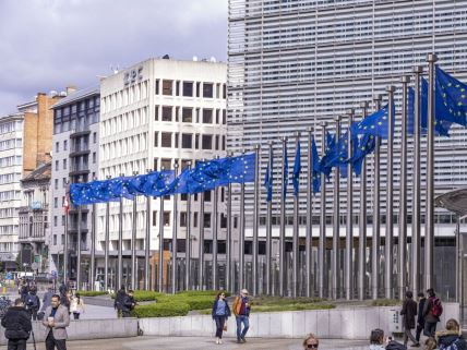 Zastave Evropske unije u prestonici bloka, Brisel.