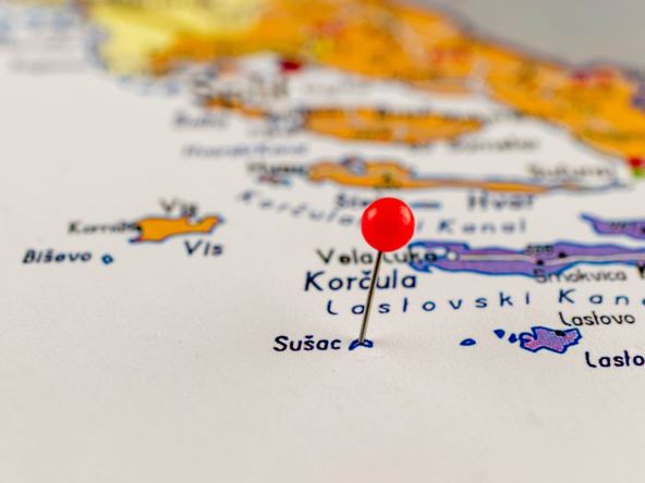 Sušac na karti Jadrana