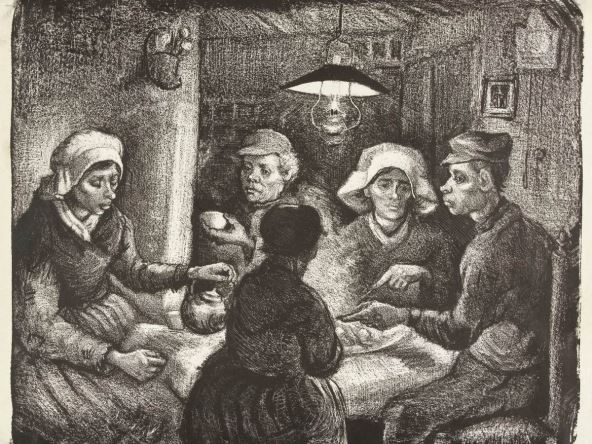 Ilustracija Van Gogove slike Ljudi koji jedu krompir