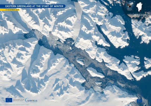 snimak iz vazduha, agencije Kopernikus, koji prikazuje Grenland