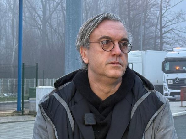 Marko Čadež na blokadi kamiona