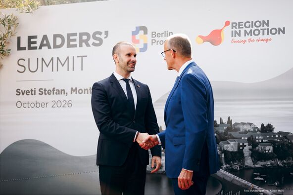 Fridrih Merc i Milojko Spajić na samitu Berlinskog procesa u Crnoj Gori