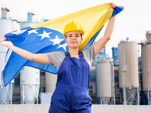 Devojka sa zastavom BiH