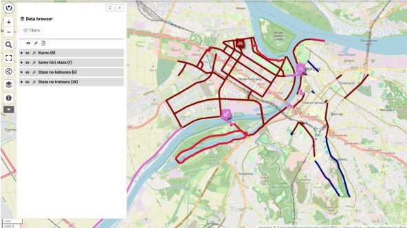 Mapa biciklističkih staza u Beogradu